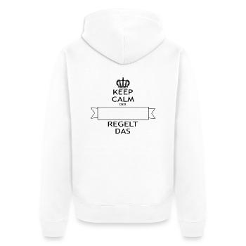 KEEP CALM der ... regelt - Unisex Premium Bio Zip Hoodie - Weiß - Hinten - Thijin (182cm)