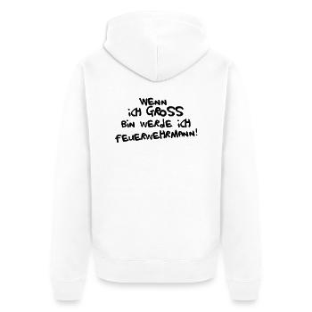 Ich werde Feuerwehrmann - Unisex Premium Bio Zip Hoodie - Weiß - Hinten - Thijin (182cm)