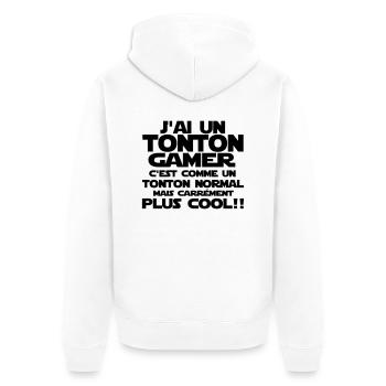 j'ai un tonton gamer - Veste à capuche bio Premium Unisexe - blanc - Dos - Thijin (182cm)