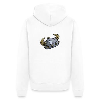 Wikinger - Helm - Unisex Premium Bio Zip Hoodie - Weiß - Hinten - Thijin (182cm)