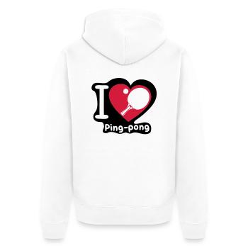 Liebe Herz Herzen Pingpong tennistable3 - Unisex Premium Bio Zip Hoodie - Weiß - Hinten - Thijin (182cm)