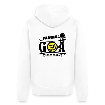 MAGIC GOA Psychedelic - Unisex Premium Bio Zip Hoodie - Weiß - Hinten - Thijin (182cm)