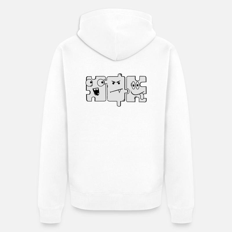 Monstre Puzzle - Veste à capuche bio Premium Unisexe - blanc
