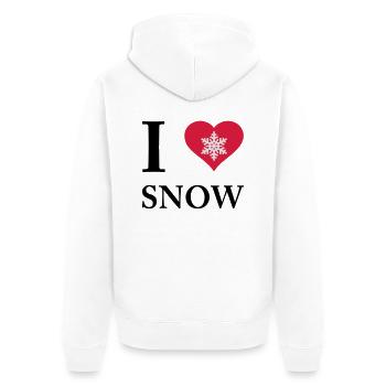 i love snow - Unisex Premium Bio Zip Hoodie - Weiß - Hinten - Thijin (182cm)