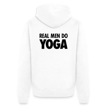 Real Men Do Yoga - Unisex Premium Bio Zip Hoodie - Weiß - Hinten - Thijin (182cm)