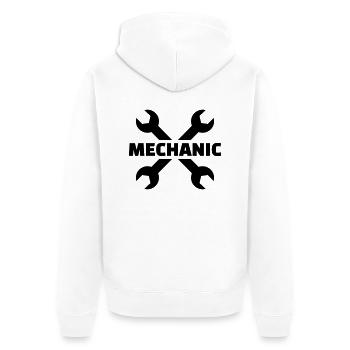Mechanic - Unisex Premium Organic Zip Hoodie - white - Back - Thijin (182cm)
