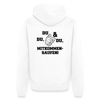 mitkommen_saufen - Unisex Premium Bio Zip Hoodie - Weiß - Hinten - Thijin (182cm)