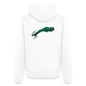 Saut de grenouille - Veste à capuche bio Premium Unisexe - blanc - Dos - Thijin (182cm)