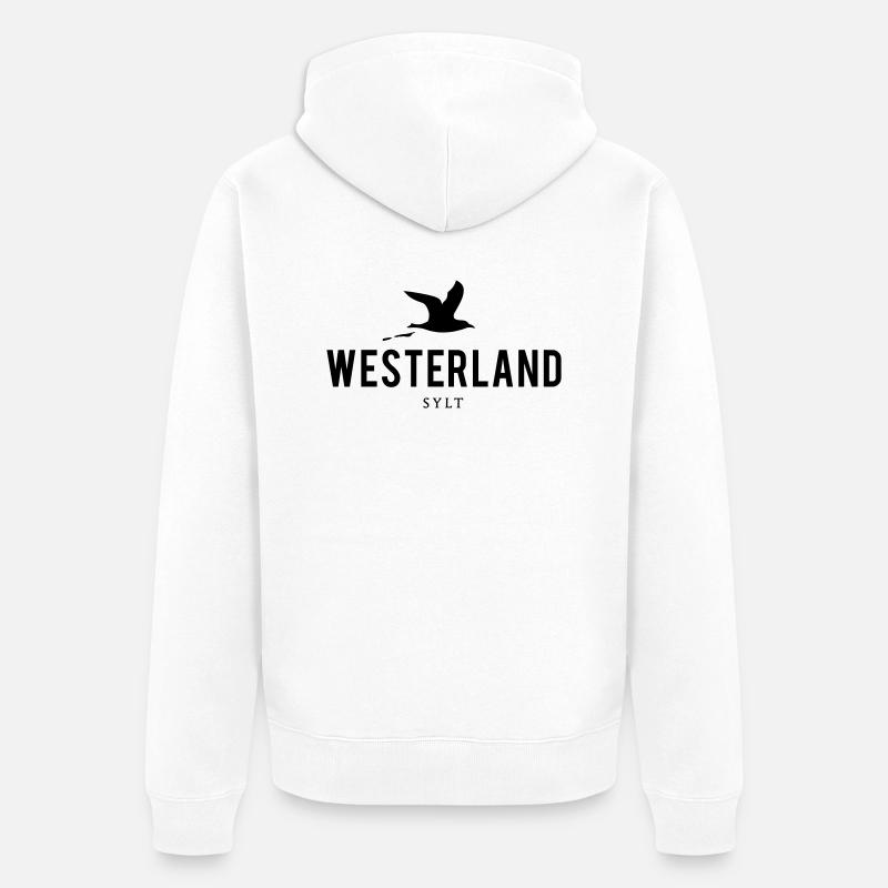 Möwe Westerland Sylt - Unisex Premium Bio Zip Hoodie - Weiß