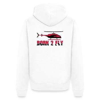 Born to Fly Cool Heli Design - Unisex Premium Bio Zip Hoodie - Weiß - Hinten - Thijin (182cm)