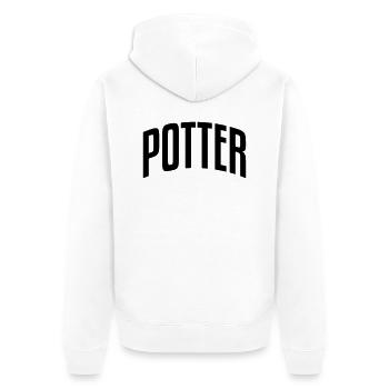 potter stylish arched text logo copy - Unisex Premium Organic Zip Hoodie - white - Back - Thijin (182cm)