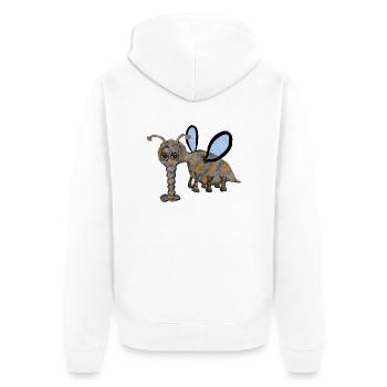 Fliege - Fly - Unisex Premium Bio Zip Hoodie - Weiß - Hinten - Thijin (182cm)