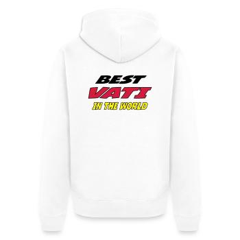 Best vati in the world - Unisex Premium Bio Zip Hoodie - Weiß - Hinten - Thijin (182cm)