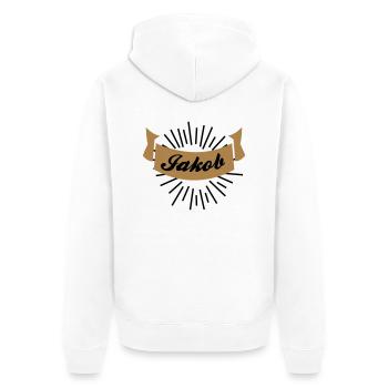 jakob - Unisex Premium Bio Zip Hoodie - Weiß - Hinten - Thijin (182cm)