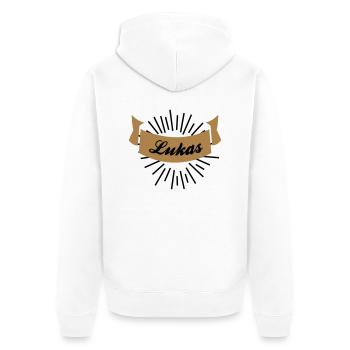 lukas - Unisex Premium Bio Zip Hoodie - Weiß - Hinten - Thijin (182cm)