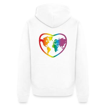 Lgbt Rainbow World, Gay Pride - Veste à capuche bio Premium Unisexe - blanc - Dos - Thijin (182cm)