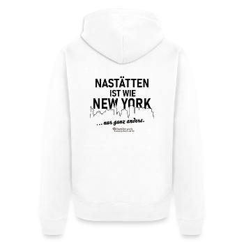 Nastätten ist wie New York - Unisex Premium Bio Zip Hoodie - Weiß - Hinten - Thijin (182cm)