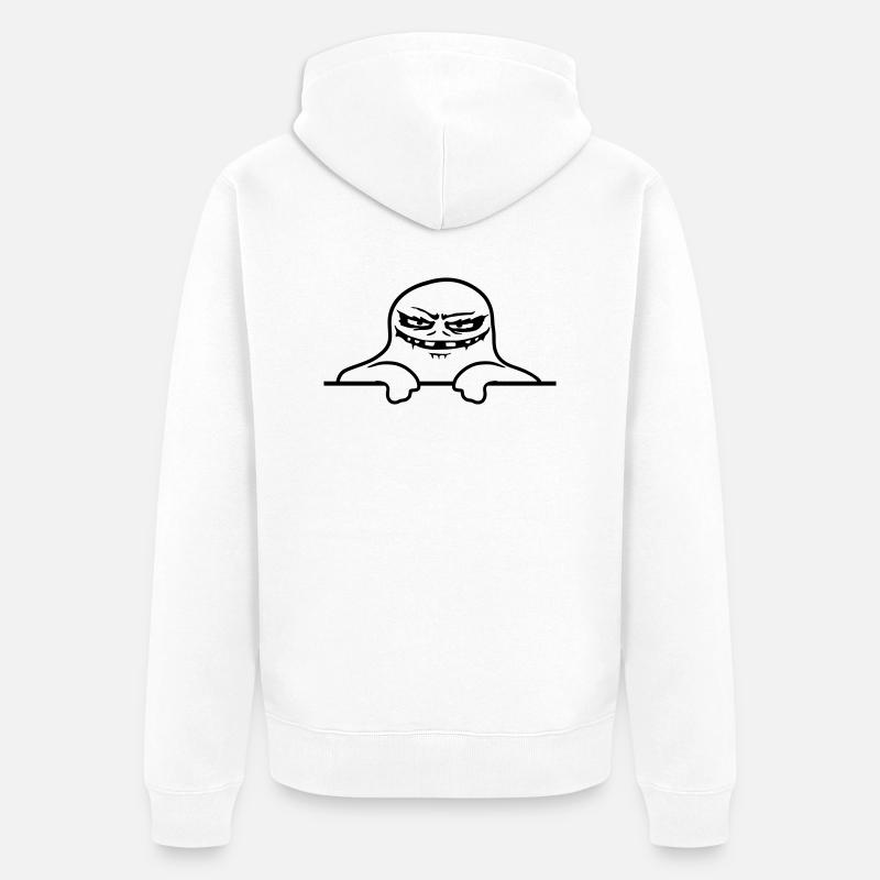 Geist Comic Mauer Monster - Unisex Premium Bio Zip Hoodie - Weiß