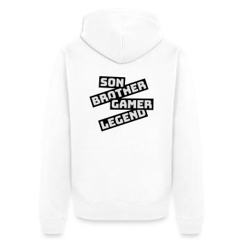 son brother gamer legend - Unisex Premium Bio Zip Hoodie - Weiß - Hinten - Thijin (182cm)