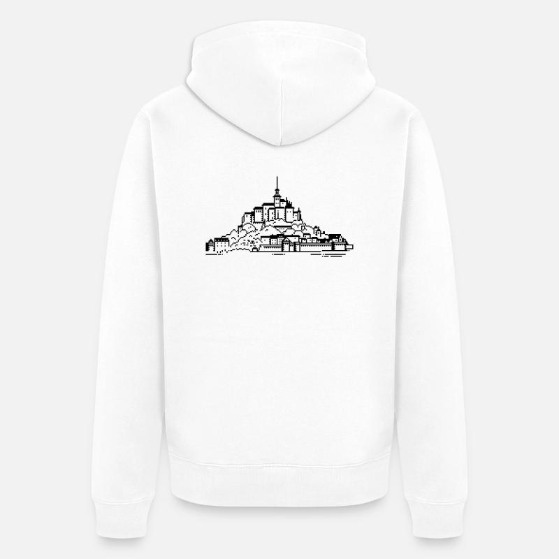 1bit Pixel Mont Saint Michel - Veste à capuche bio Premium Unisexe - blanc