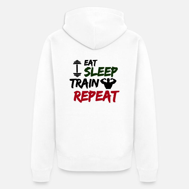 manger dormir train répéter - Veste à capuche bio Premium Unisexe - blanc