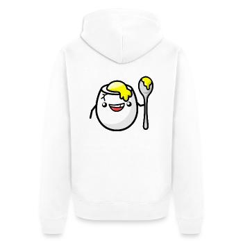 frühstücksei beim frisieren - Unisex Premium Bio Zip Hoodie - Weiß - Hinten - Thijin (182cm)