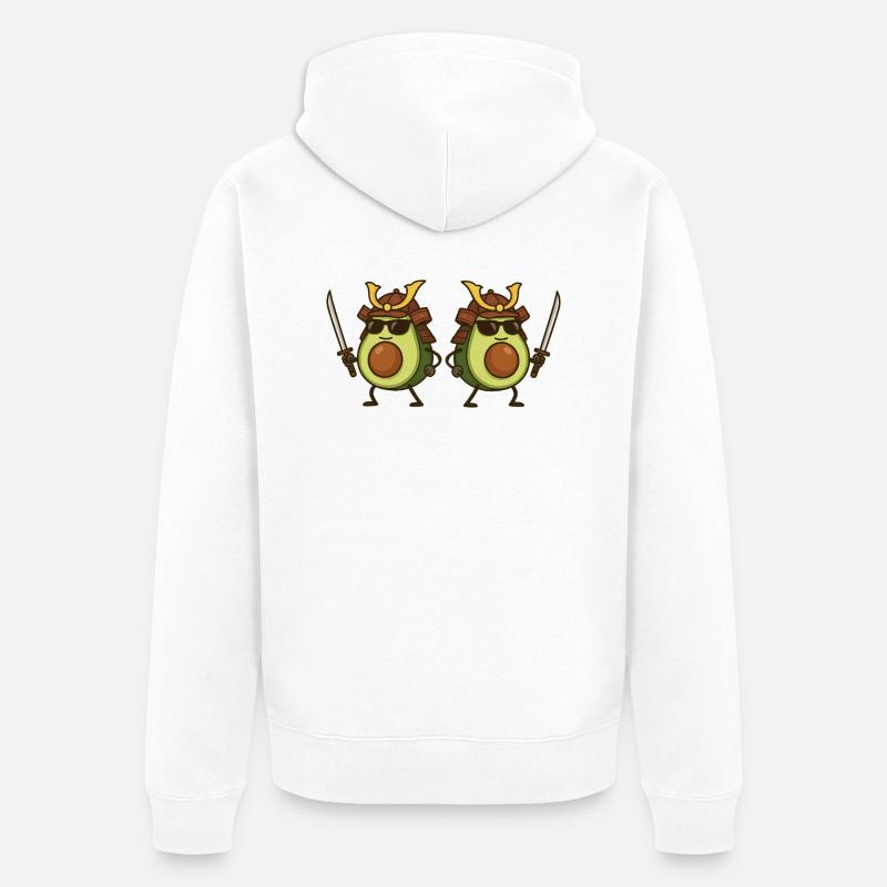Avocado Samurai 2 - Unisex Premium Organic Zip Hoodie - white