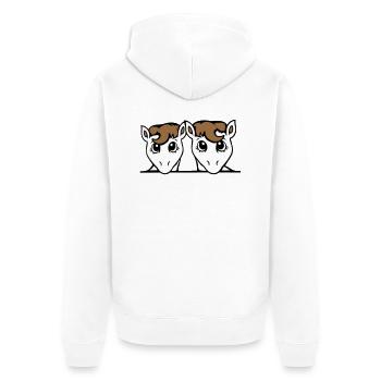 2 chevaux couple mignon poney deux amis couple équipe - Veste à capuche bio Premium Unisexe - blanc - Dos - Thijin (182cm)
