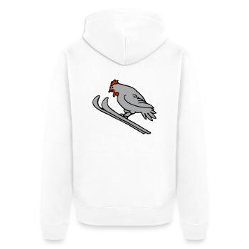 Ski-Henne - Unisex Premium Bio Zip Hoodie - Weiß - Hinten - Thijin (182cm)