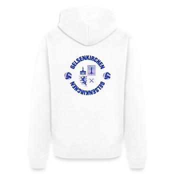 Gelsenkirchen (ID: 001013) - Unisex Premium Bio Zip Hoodie - Weiß - Hinten - Thijin (182cm)
