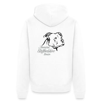 American Staffordshire Terrier - Unisex Premium Bio Zip Hoodie - Weiß - Hinten - Thijin (182cm)