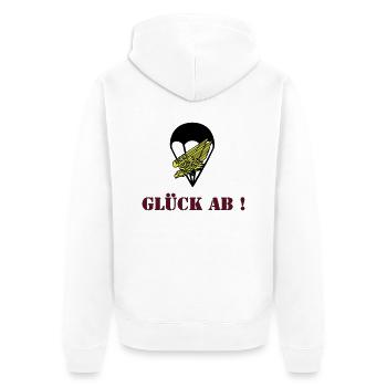 Glück ab Fallschirmjäger - Unisex Premium Bio Zip Hoodie - Weiß - Hinten - Thijin (182cm)
