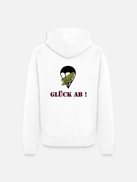 Glück ab Fallschirmjäger - Unisex Premium Bio Zip Hoodie - Weiß
