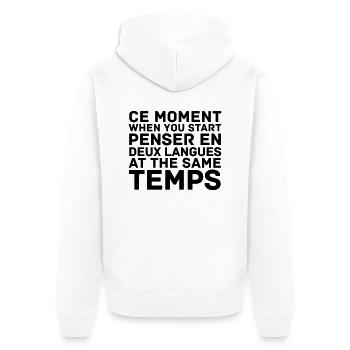 Ce Moment When You Start - Unisex Premium Bio Zip Hoodie - Weiß - Hinten - Thijin (182cm)