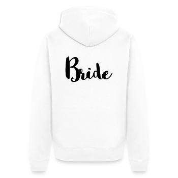 Bride – Braut – Junggesellenabschied (dh) - Unisex Premium Bio Zip Hoodie - Weiß - Hinten - Thijin (182cm)