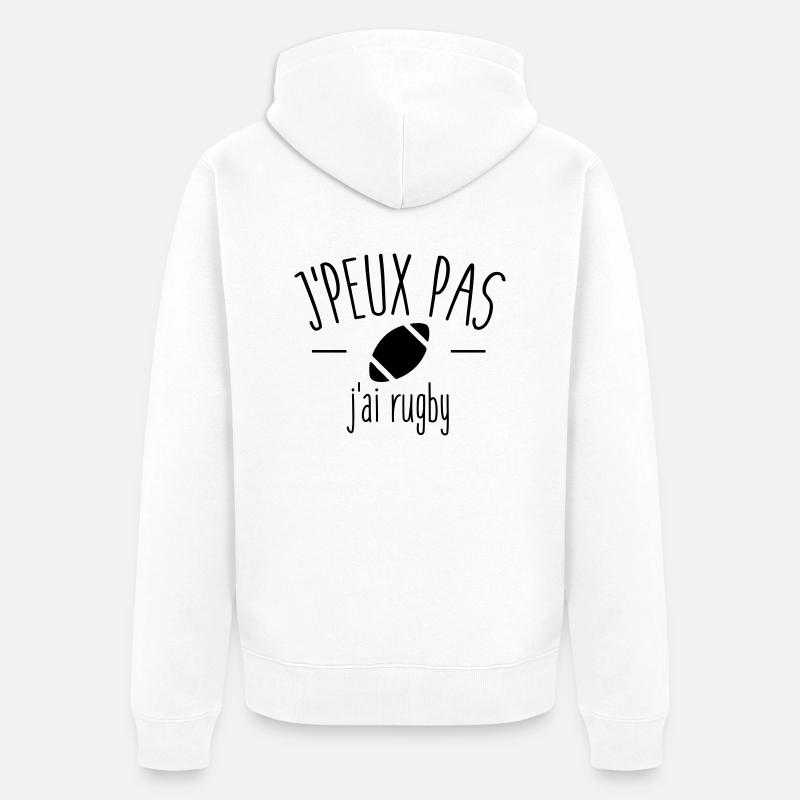 Je peux pas j'ai rugby - Veste à capuche bio Premium Unisexe - blanc