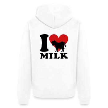 I love Milk - Unisex Premium Bio Zip Hoodie - Weiß - Hinten - Thijin (182cm)