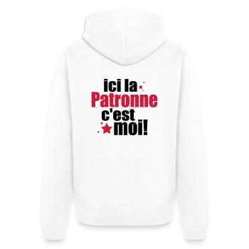 ICI La patronne C'est moi - Veste à capuche bio Premium Unisexe - blanc - Dos - Thijin (182cm)