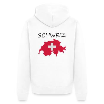 Schweiz - Unisex Premium Bio Zip Hoodie - Weiß - Hinten - Thijin (182cm)