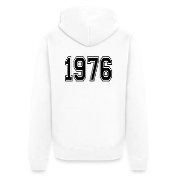 1976 - Unisex Premium Bio Zip Hoodie - Weiß - Hinten - Thijin (182cm)