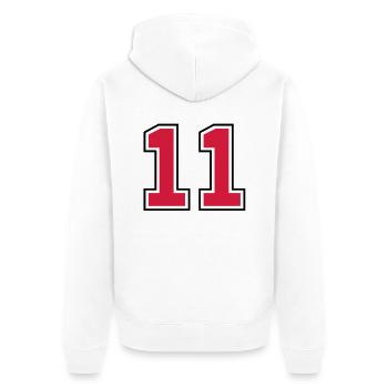 11__f2 - Unisex Premium Bio Zip Hoodie - Weiß - Hinten - Thijin (182cm)