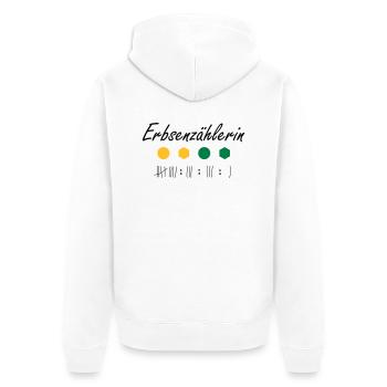 Erbsenzählerin - Unisex Premium Bio Zip Hoodie - Weiß - Hinten - Thijin (182cm)