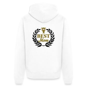 best mom trophy - Unisex Premium Bio Zip Hoodie - Weiß - Hinten - Thijin (182cm)