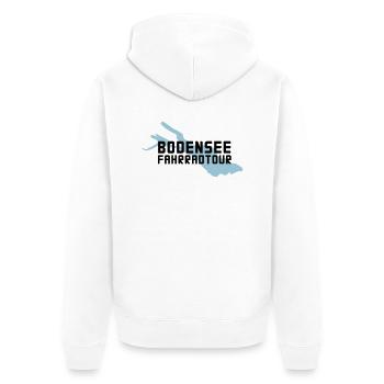 Bodensee Fahrradtour - Unisex Premium Bio Zip Hoodie - Weiß - Hinten - Thijin (182cm)