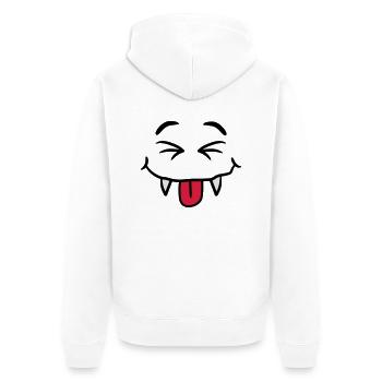 Lustig Frech Comic Monster Vampir Gesicht - Unisex Premium Bio Zip Hoodie - Weiß - Hinten - Thijin (182cm)