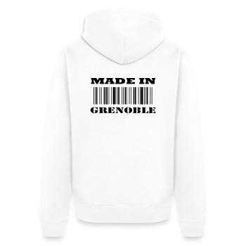 Made in GRENOBLE - Unisex Premium Bio Zip Hoodie - Weiß - Hinten - Thijin (182cm)