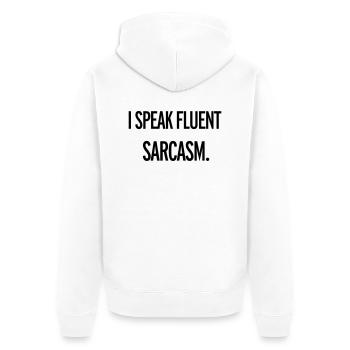 Sarcasm - Unisex Premium Bio Zip Hoodie - Weiß - Hinten - Thijin (182cm)