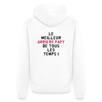 Papy / Grand Père / Famille / Papi / Drôle - Veste à capuche bio Premium Unisexe - blanc - Dos - Thijin (182cm)