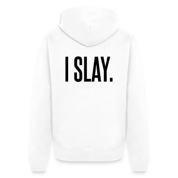 I slay - Unisex Premium Organic Zip Hoodie - white - Back - Thijin (182cm)