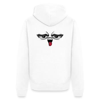 langue sortir la bouche 2 sourcils yeux - Veste à capuche bio Premium Unisexe - blanc - Dos - Thijin (182cm)